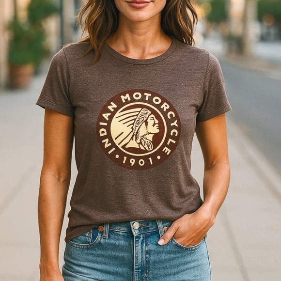 Indian Motorcycle Tops - Indian Motorcycle Sturgis 2016 76th Anniversary Tee in Heathered Brown Sz Medium